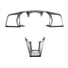 1 juego de cubierta de volante de coche con moldura cromada, kit de marco de botones superior e inferior para 96707-C3100 56171-C3800 LHD