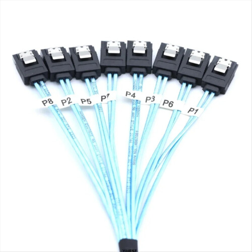 8 Pcs Cable Set 8 Set 3.0 Cable PC Cabl SAS 7Pin 6Gbps Data Cable for Hard Disk SSD Drive NAS Host 1