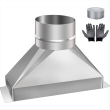 4in Dia X 3-1/4in X 10in L Microwave Vent Kit, Rectangular to Round Duct Galvanized Steel Transition for Connecting Duct