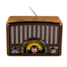 R-1928BT Multi-Band Radio with MP3 Bluetooth Speaker, Rechargeable Battery,Lamp for Home & Desktop Dark Brown EU Plug