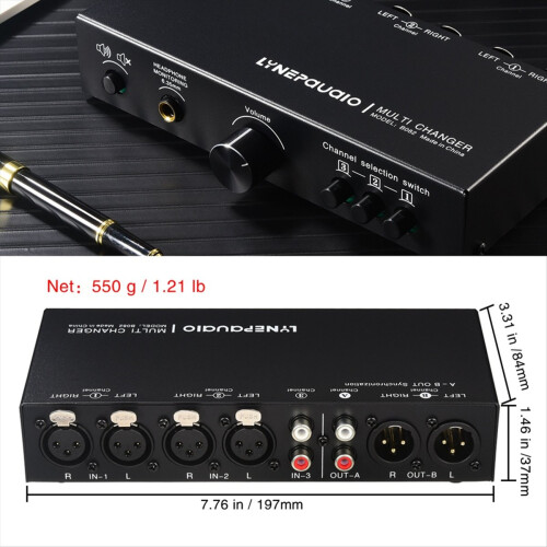 3 in 3 Out Fully Balanced Audio Signal Selector Switcher XLR Switcher Passive Front Active Speaker Volume Controller 2