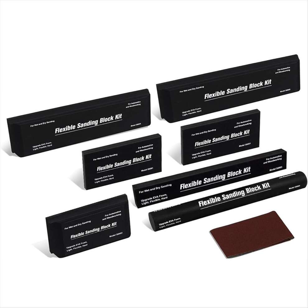 7 Pcs Flexible Eva Foam Sanding Blocks Wet Or Dry Auto Sanding Kit For Woodworking And Automotive Body 4851335980019
