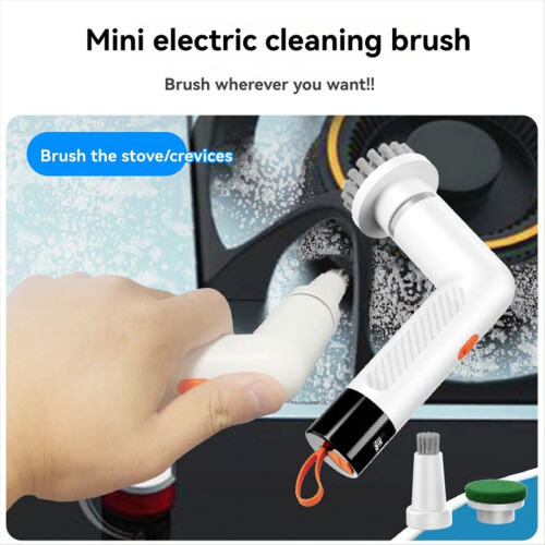 Electric Cleaning Brush Multi- Kitchen Pot Scrubber Handheld Automatic Cleaning Brush Black 2