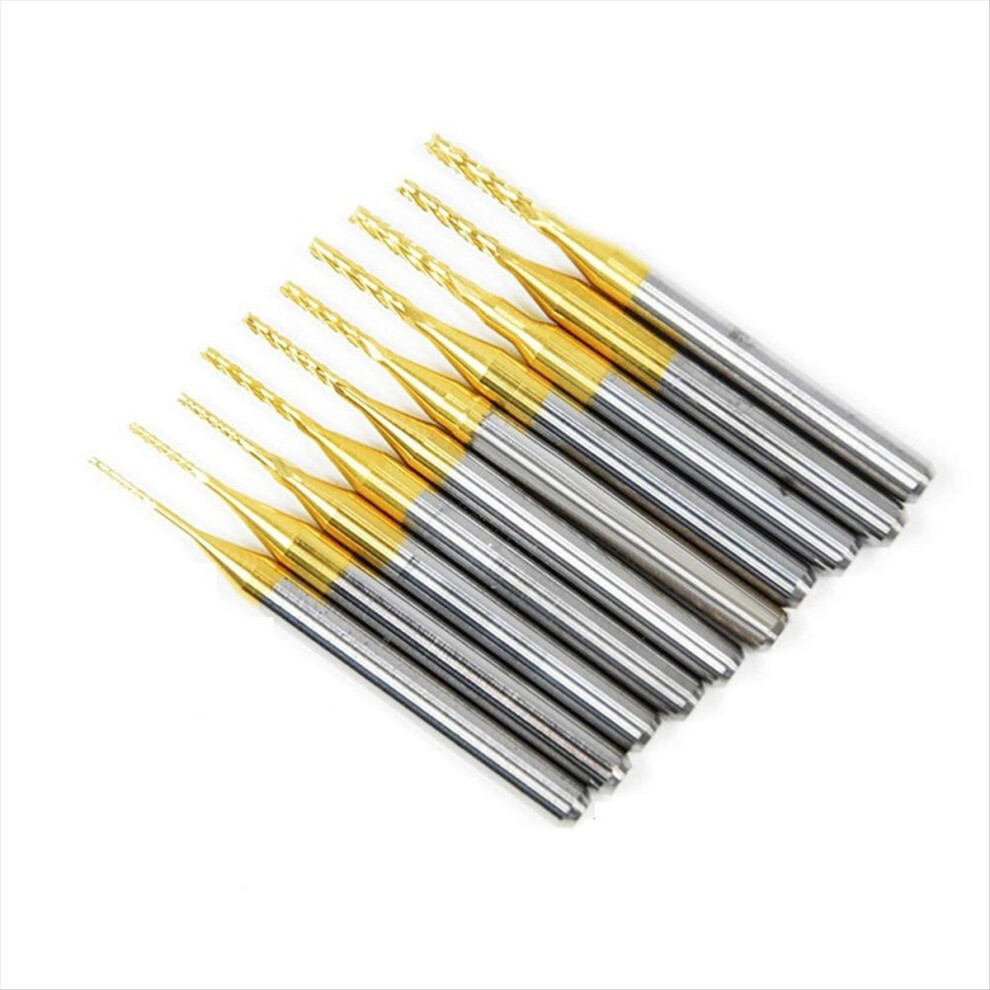10 Pieces Titanium Coated Engraving Milling Cutter Carbide Bits, 0.8-3Mm, 1/8Inch Shank End Mill Sets For Rotary Tools 4854274085074