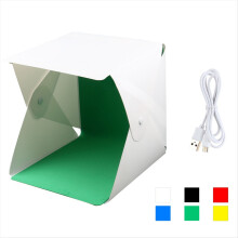 Mini Folding Photo Booth Softbox LED Lights Portable Folding Light Box Photo Props Double Light Strip 6 Color Backdrop