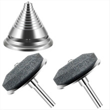 Afiador de lâminas de cortador de grama de metal (2 peças), pedra de afiar para lâminas de cortador de grama com 1 ferramenta de balanceamento.