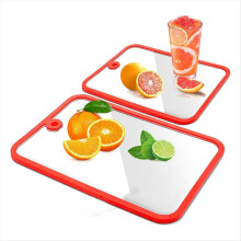 Glass Cutting Boards for Kitchen Counter,2PC Tempered Glass Chopping Board Set Hanging Hole,Dishwasher Safe,Heat Proof