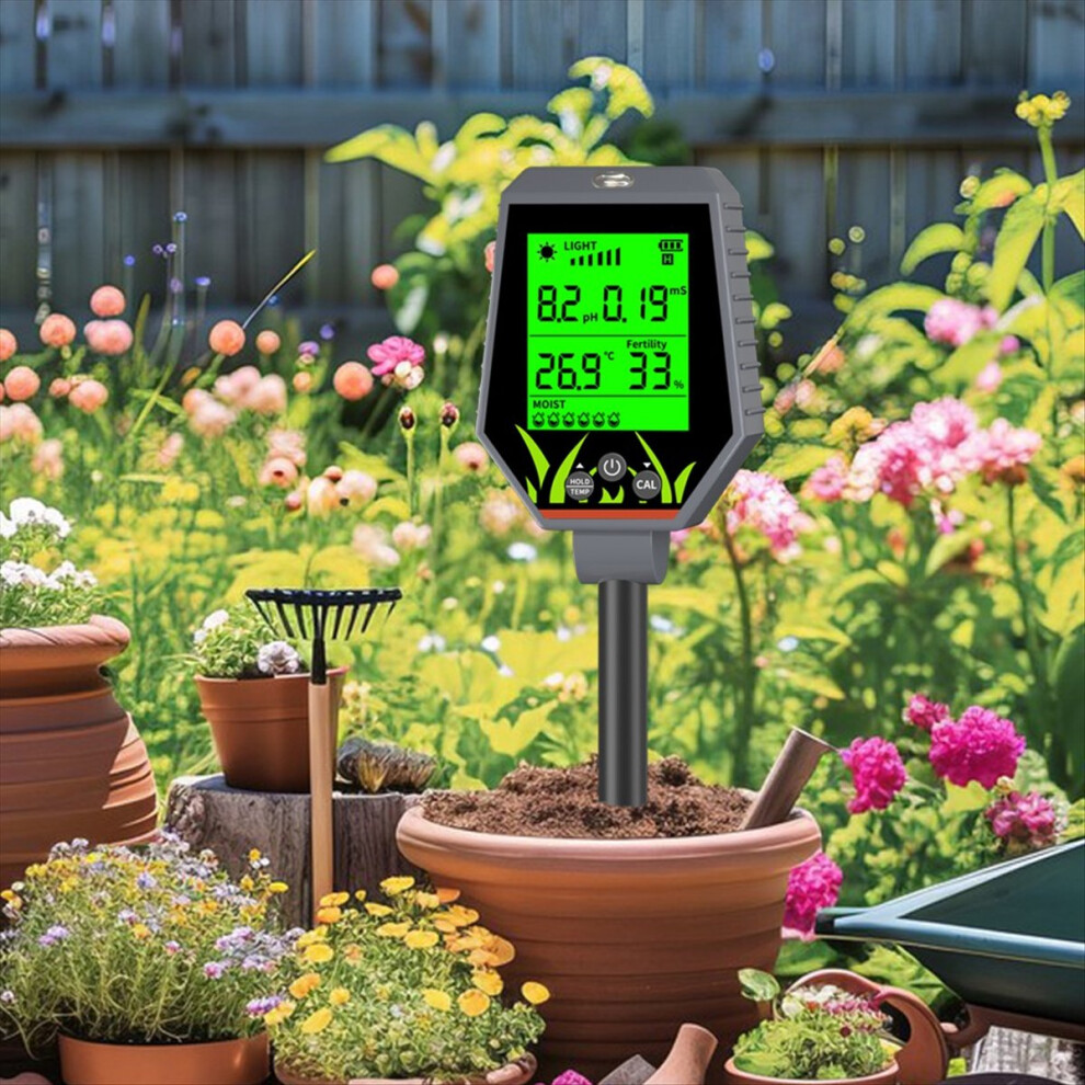 Digital 6 In 1 Multifunctional Soil Ph Ec Meter Farm Garden Fertility Moisture Test Detector Sunlight Monitor 4854274001258