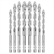 8PCS Drill Bits, Multifunctional Wear- Masonry Drill Bit, Four-Flute Sawtooth Eccentric Drill Bit