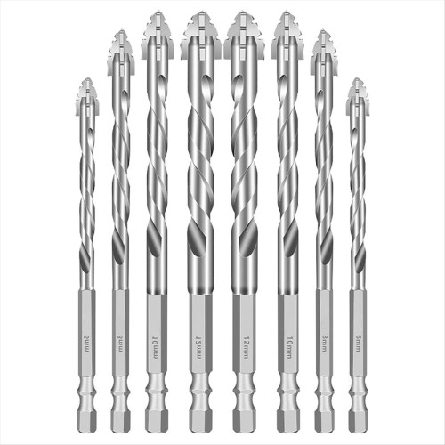 8PCS Drill Bits, Multifunctional Wear- Masonry Drill Bit, Four-Flute Sawtooth Eccentric Drill Bit