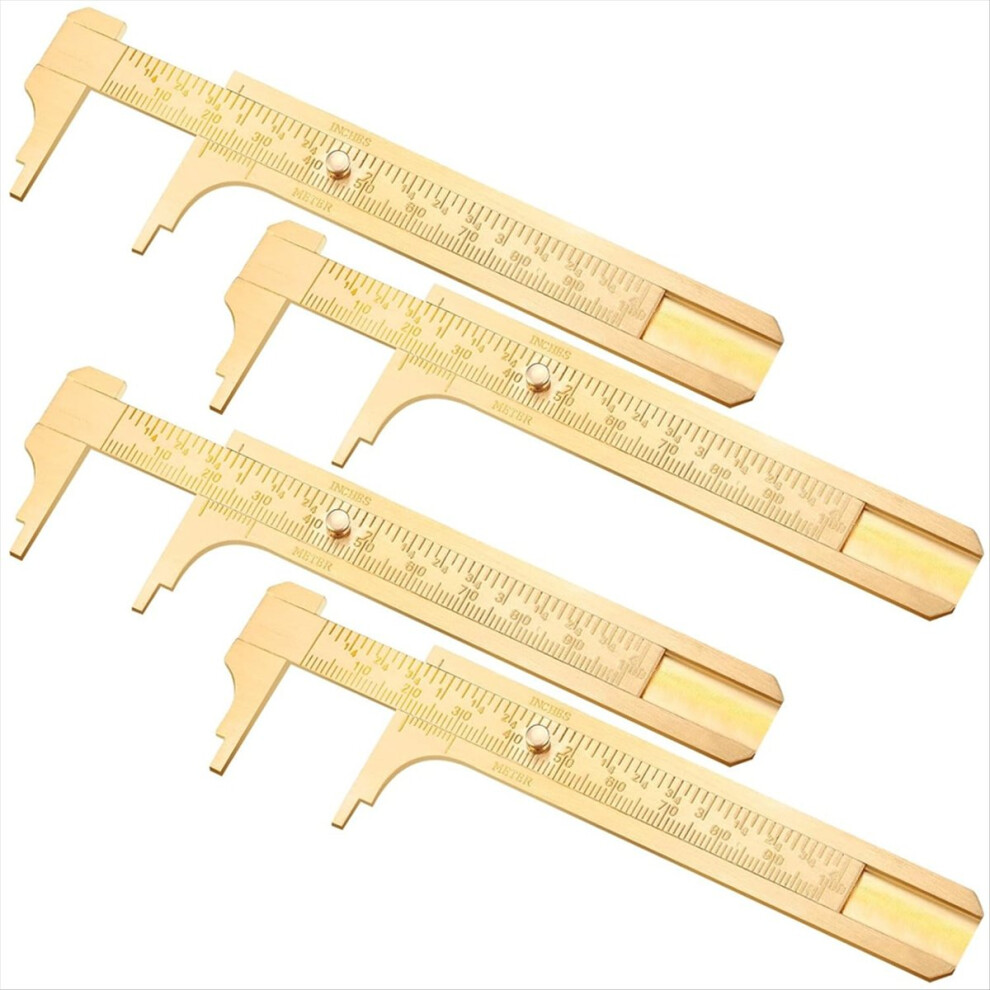 4 Pieces Vernier Calipers Pocket Calipers Measuring Dual Scale Sliding Gauge Metal Pocket Ruler For Jewelry Measuring 4854274002552