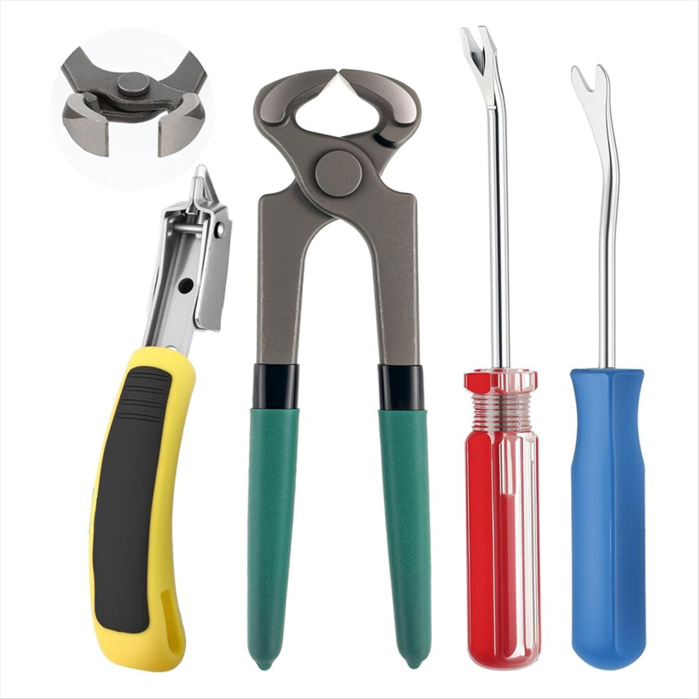 4Pcs Nail Puller And Staple Remover Tool Set - Nail Tack Removers, U Tack Lifter, End Cutting Plier, Carpet Remover Tool 4854274094717