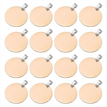 16 stuks metalen stempelplaatjes, 30 mm ronde stempelplaatjes voor naamlabels, metalen plaatje met gat, hondenpenningen roségoud