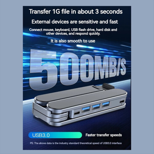 Suporte dobrável 2 em 1 para laptop e hub USB-C com suporte ajustável e múltiplas portas para laptops de 10 a 17 polegadas. 2