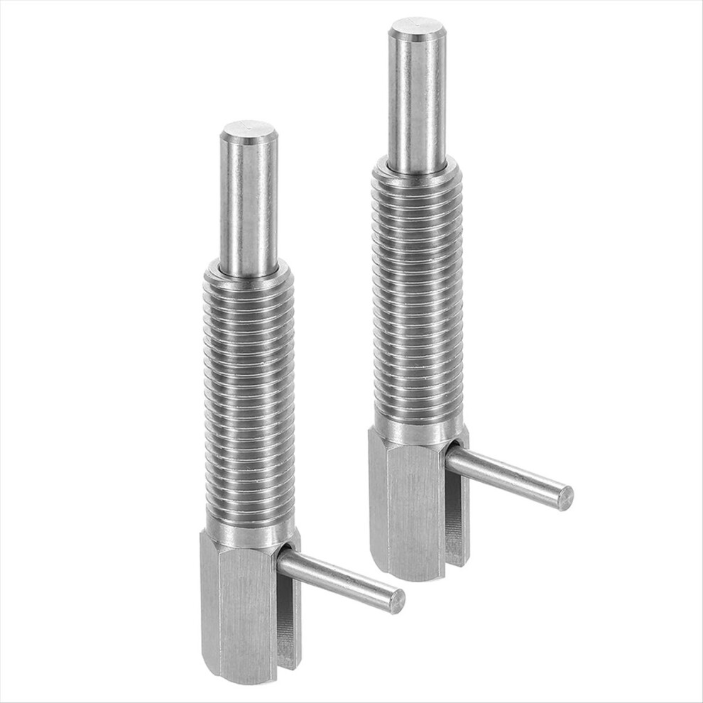 2Pcs Retractable Indexing Plunger Pin, M16 L Spring Plunger Stainless Steel Spring Loaded Latch Telescopic Locking Pin 4854274033006