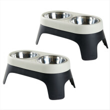 Comedouro elevado para cães, em aço inoxidável, com sistema anti-impacto. Ideal para cães e gatos.