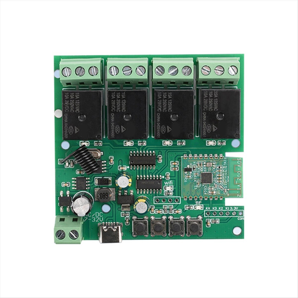 Smart Wifi Relay Switch Module 4-Channel 7-32V Type-C 5V For App 433Mhz Remote 4854274045665