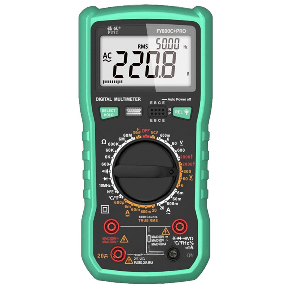 Digital Multimeter 6000 Counts True Rms 20A /2000V Ac/ Dc Ncv Capacitance For Electrician Pv Solar Mining Industrial Light 4854274052373
