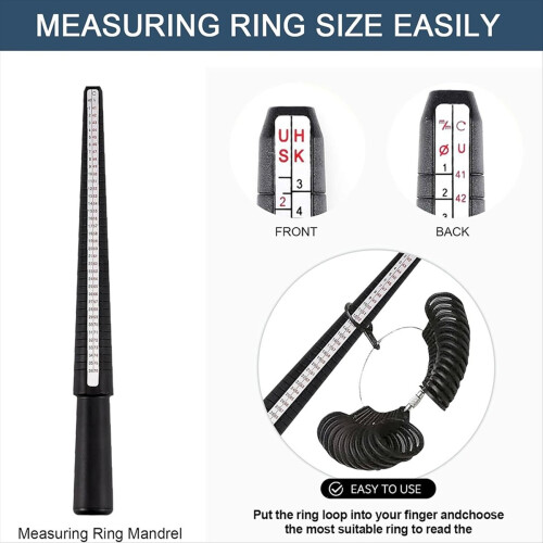 15 Piece Ring Mandrel Set, Ring Size Measuring Tool, Ring Making Kit with Plastic Ring Sizer, Ring Making Tool 2