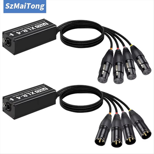 Extensor de cabo de áudio e rede XLR de 4 canais, extensor de sinal de rede DMX512 para estúdio de iluminação e som de palco A 1