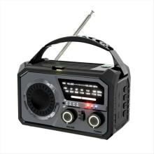 Rádio de emergência meteorológica de 16000mAh com energia solar e manivela, AM/FM/SOS, Bluetooth 5.3 e carregamento Tipo C, cor cinza.