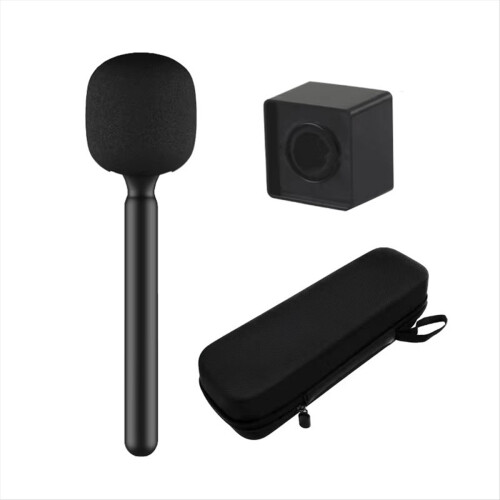 Interview Mic Handle Microphone Handheld Stand with Mic Flag and Foam ...