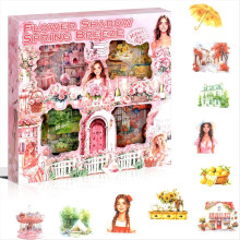 100 folhas de adesivos de primavera para scrapbook, 100 folhas de adesivos transparentes de PET com paisagens para diário.