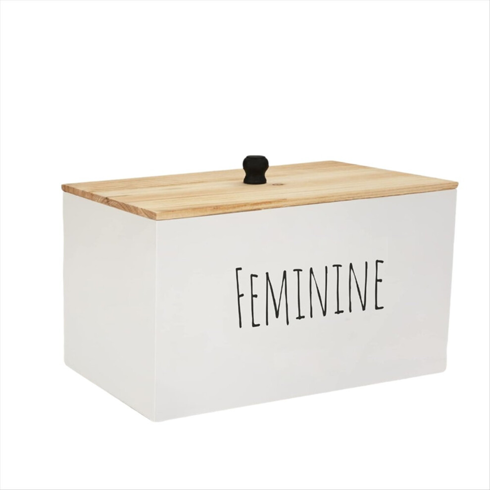 Tampon Holder Storage for Bathroom, Feminine Wood Container Box, Women Product Organizer, Farmhouse Decor White