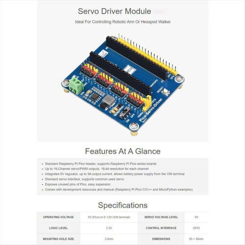 Módulo Servo Driver ideal para braços robóticos e robôs hexápodes com resolução de 16 bits. 2