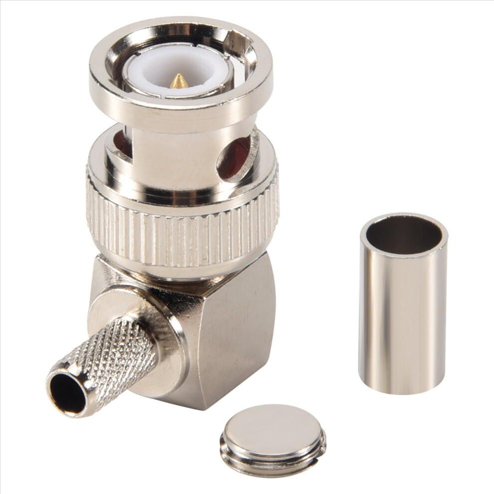 Bnc Male Plug Right Angle Crimp For Rg58 Rg400 Rfc195 Coax Adapter Connector, Silver 4853503950015
