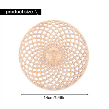 Conjunto de 8 peças de madeira de 14 cm com o formato da Flor da Vida para decoração de parede. Ideal para projetos DIY com geometria.