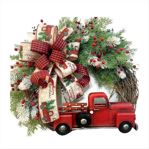 Guirlanda de Natal de 40 cm (15,7 polegadas) com flores artificiais, perfeita para decoração de Natal e Ano Novo.