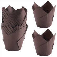 50 stuks tulpvormige cupcakevormpjes, tulpvormig bakpapier, cupcake- en muffinvormpjes, ongebleekte bakvormpjes