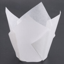 50 stuks tulpvormige cupcakevormpjes, tulpvormig bakpapier, cupcake- en muffinvormpjes, ongebleekt, cupcake wit