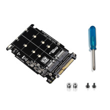 M.2 SSD naar U.2-adapter 2-in-1 M.2 NVMe en -Bus NGFF SSD naar PCI-E U.2 SFF-8639-adapter PCIe M2-converter, zonder behuizing