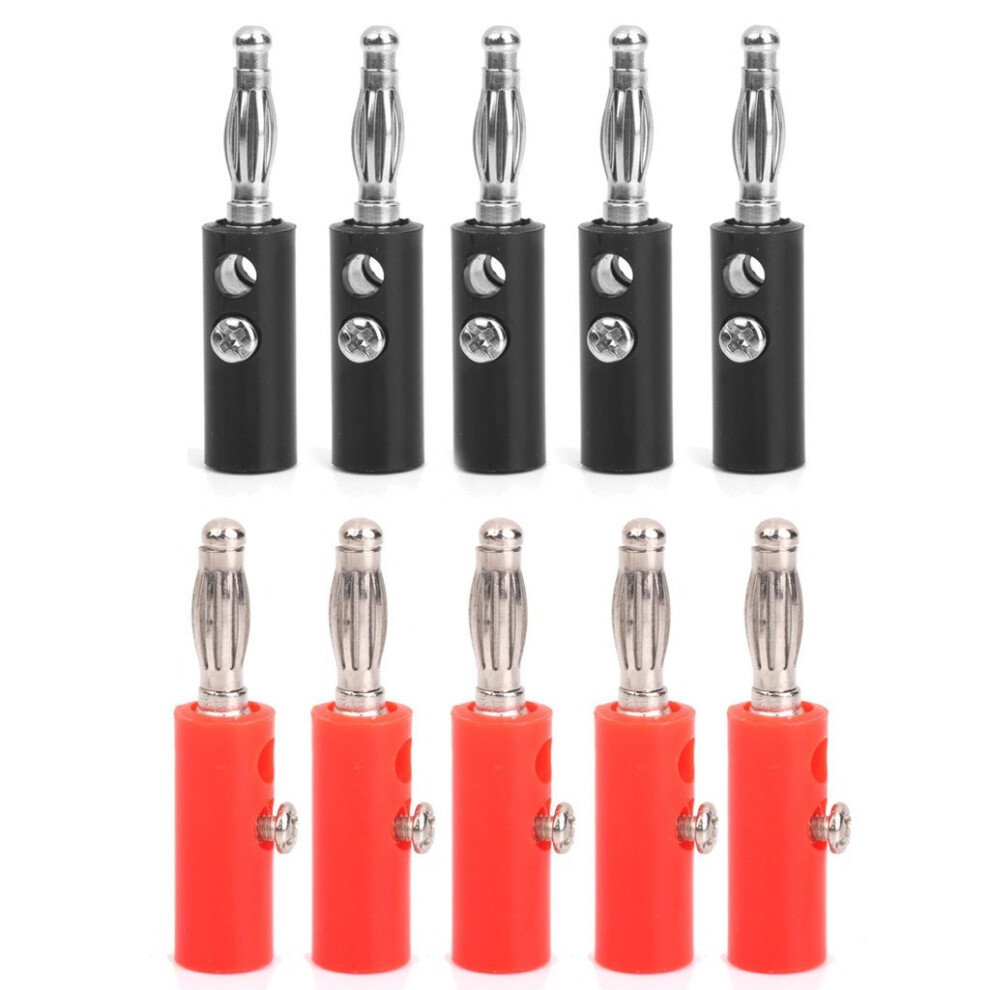 4Mm Insulated Banana Plugs Connectors Jack New 10Pcs Red + Black 4853503963008