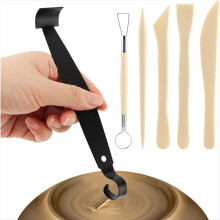 Pottenbakkersgereedschap met 5 stuks keramische klei-trimwidgets Dubbelzijdig pottenbakkersgereedschap voor het snijden van klei-trimgereedschap