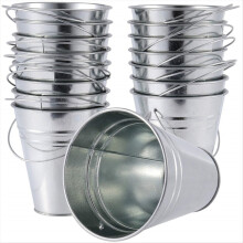 16 stuks verzinkte metalen emmer met handvat, verzinkte plantenbak voor balkons, tuinen, terrassen, kantoren en feesten