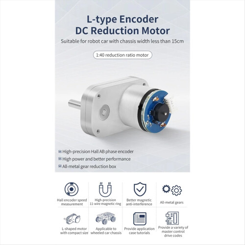 L-Type Encoder DC Reduction Motor All-Metal Gears Better Magnetic Anti-Interference for Wheeled Car Chassis Kit C 2