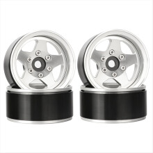 4pcs 1.55" Offset Ajustable Metal Wheel 5-Spoke Wheel Rim for RC 1/10 D90 CC01 LC70 MST Silver