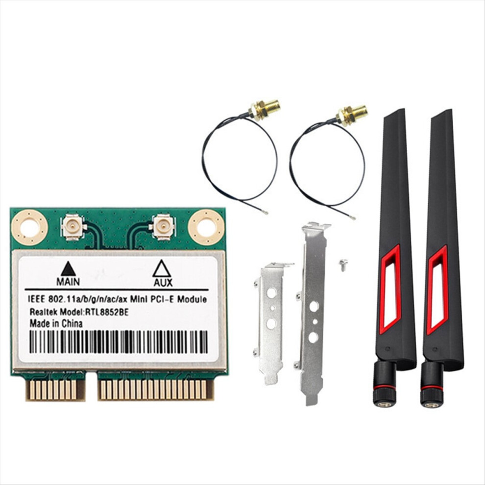 Rtl8852be Wifi 6 Network Card With 10Dbi Antennas 1800Mbps Dual Band 2.4G/5Ghz Bt 5.2 Minipcie Interface For Win 10 11 4853165783471