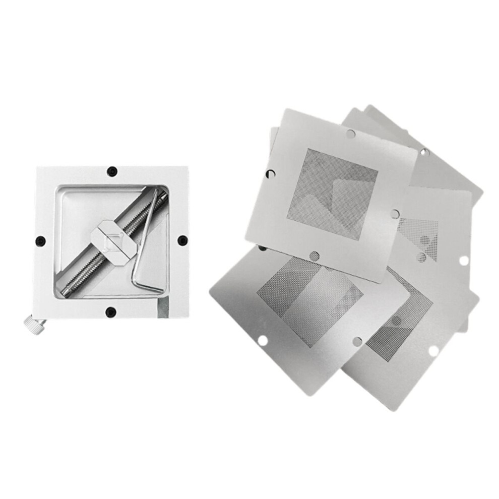 Silver Bga Reballing 90X90mm Reballing Station With 10 Universal Stencil For Chip Rework Repair Soldering Kit 4853165708283