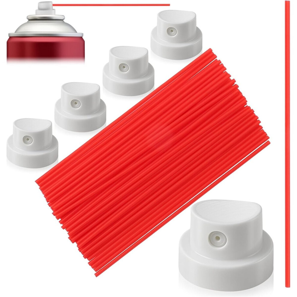 Set Of 5 Pcs White Can Nozzle And 50 Pcs Red Can Straw, Can Aerosol Nozzle Repair Kit For Oil Cleaner Maintenance 4853165731304