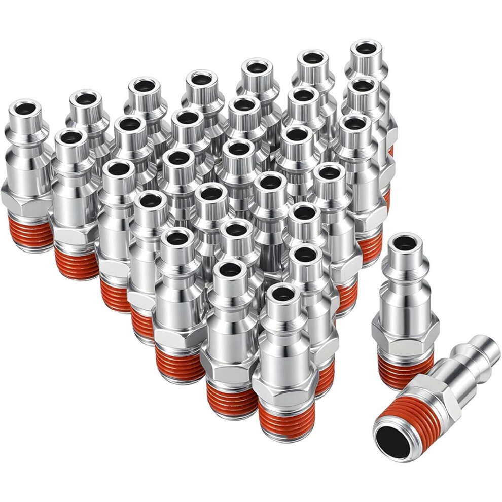 30 Pcs 1/4'' Male Npt Industrial Plugs Kit, 1/4 Inch High Pneumatic Plugs, Air Coupler And Plug Kit,Airs Compressor 4853165700188