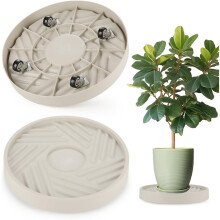 Paquete de 2 PlantCaddy con ruedas, soporte para plantas de 34,5 cm, 75 kg, resistente, con rueda silenciosa oculta giratoria de 360