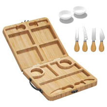 Houten kaasplank, opvouwbare snijplank voor fruitbrood, snijplank voor gekookte kaas, draagbare snackplank, boterplank