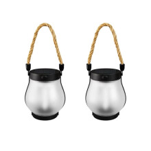 Lot de 2 lanternes solaires d'extérieur étanches, lanternes solaires à flamme dansante pour la décoration de jardin et de terrasse