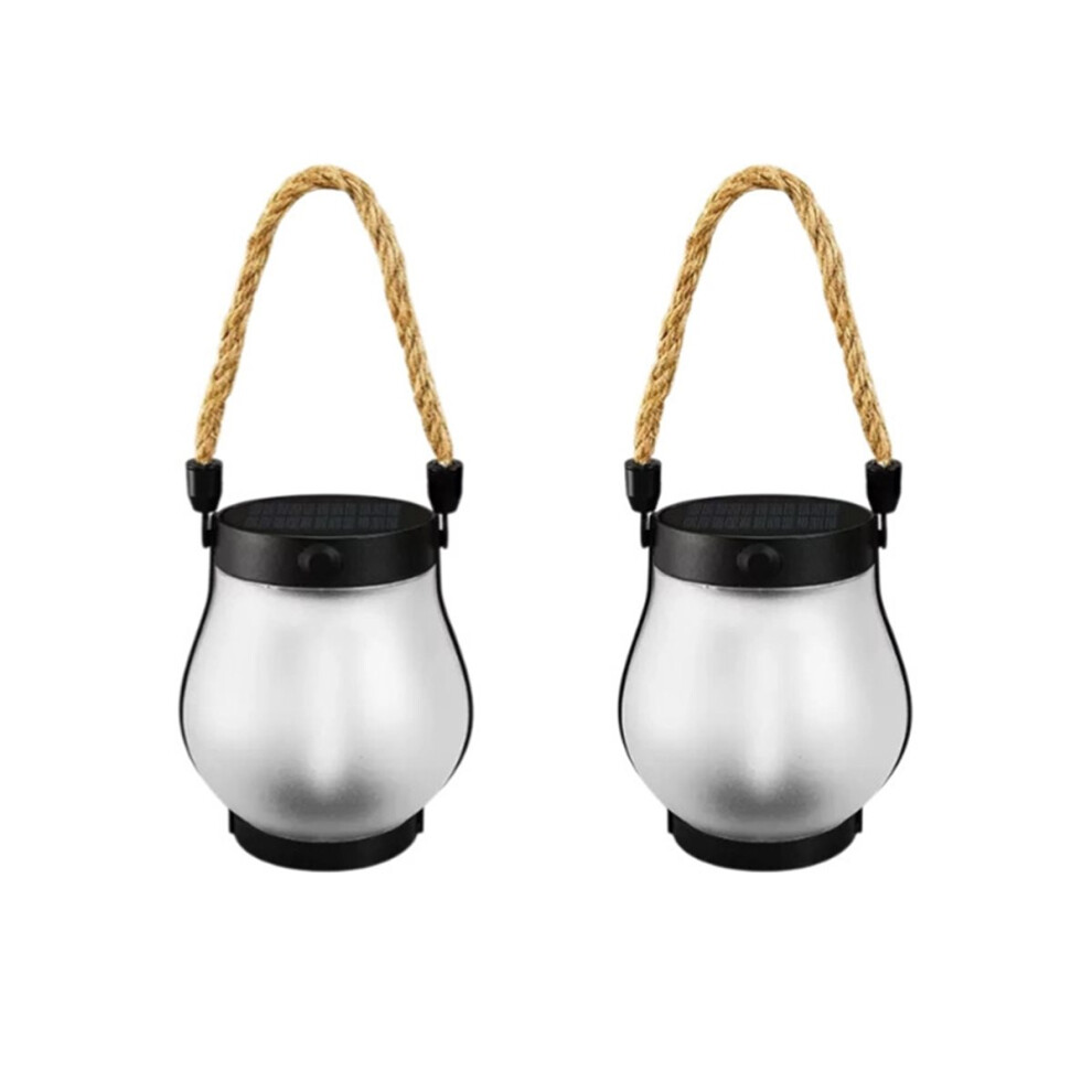 2Pack Solar Lanterns Outdoor Waterproof,Dancing Flame Solar Lantern Outdoor Lights for Garden Patio Decor