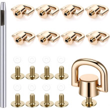Conjunto de 8 argolas em D de latão para bolsas, com ferramenta de perfuração para fixação de alças e cintos de couro.