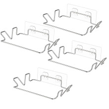 4 Pcs Stainless Steel Trash Bag Holder for Kitchen Cabinet Door and Cupboards with Wall Sticker Base Portable Bag Holder